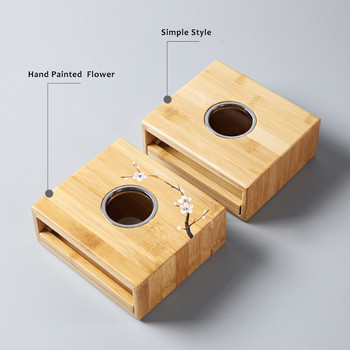 Бамбукова нагревател за чай Държач за отопление на свещи Нагревател за чайник Термостат Основа за температура на виното Чайник Изолация на печка в японски стил