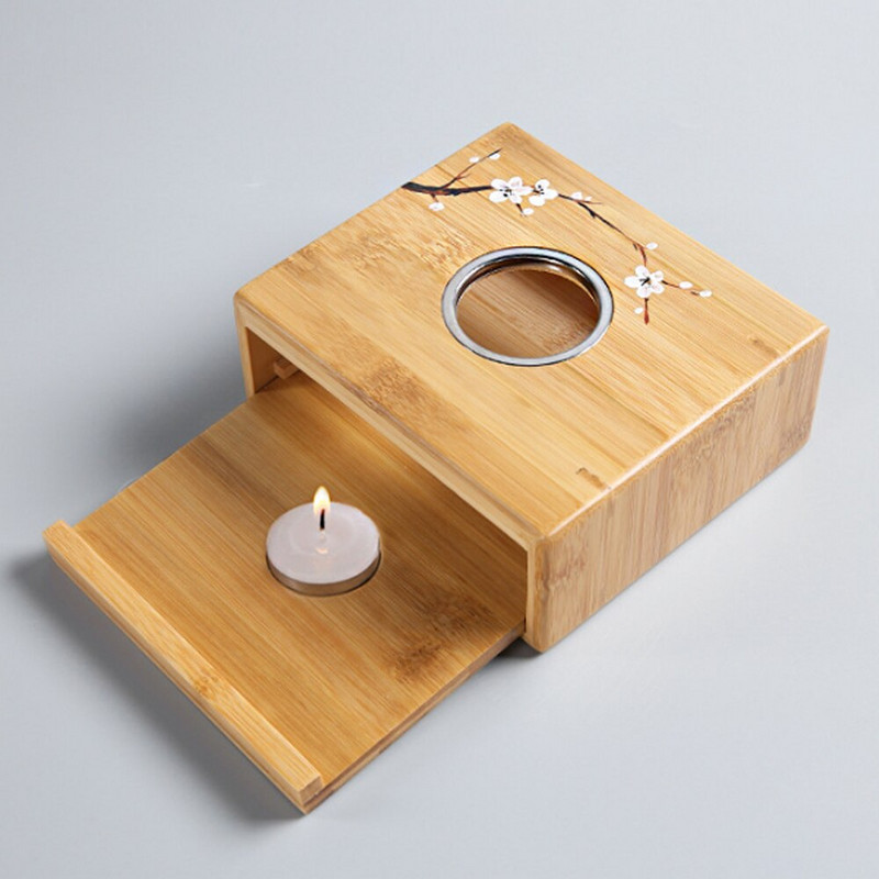 Bambuko arbatos šildytuvas žvakių šildymo laikiklis arbatinuko šildytuvo termostatas vyno temperatūros pagrindas arbatos puodo viryklės izoliacija japoniško stiliaus