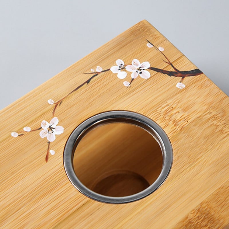 Bambuko arbatos šildytuvas žvakių šildymo laikiklis arbatinuko šildytuvo termostatas vyno temperatūros pagrindas arbatos puodo viryklės izoliacija japoniško stiliaus
