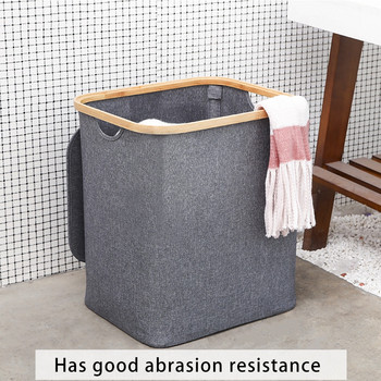 Водоустойчива сгъваема кошница за пране с капак и дръжка Голяма бамбукова многофункционална кошница за мръсни дрехи/играчки/отломки