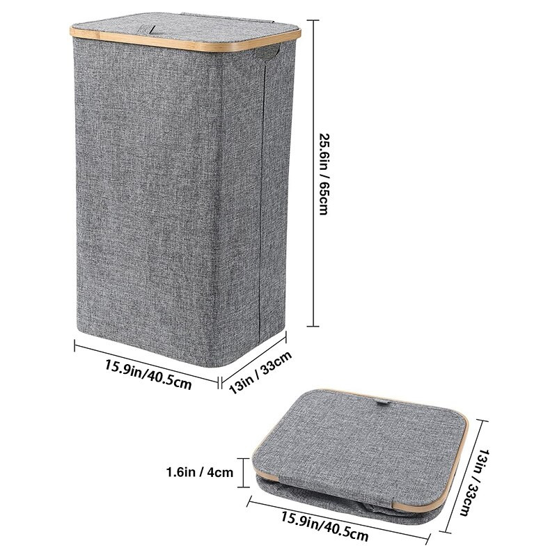 Sklopiva košara za organiziranje odjeće s poklopcem Bambusove košare za prljavo rublje s ručkom