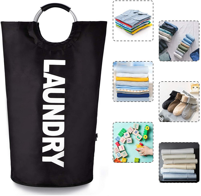 Velika košara za rublje od 82L, sklopiva korpa za rublje od Oxford tkanine s aluminijskom ručkom, prevelika za kućni organizator za pohranu