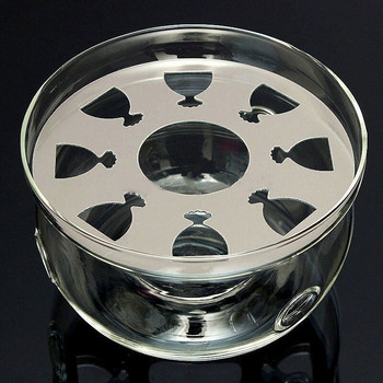 Нов прозрачен стъклен топлоустойчив кръгъл чайник По-топъл нагревател Основа Свещник за домашни кухненски аксесоари EL