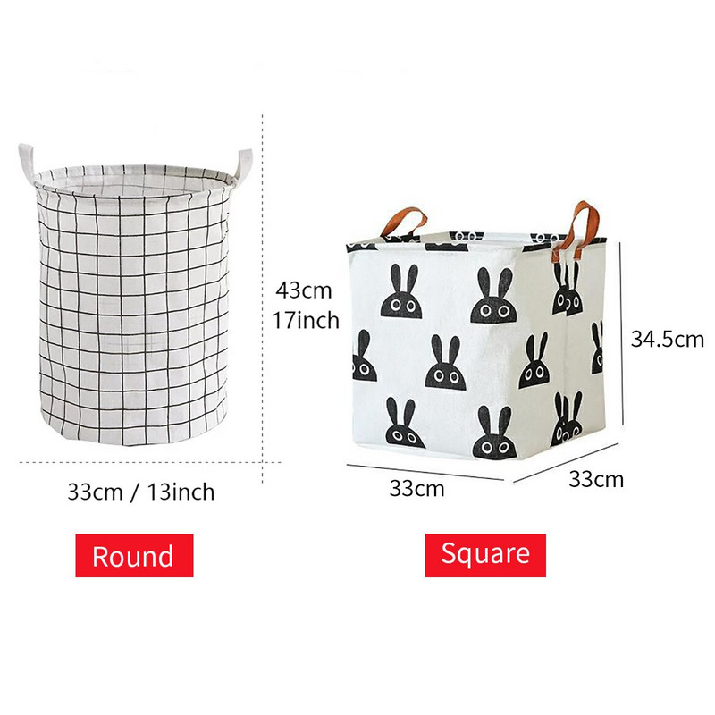 Lenjerie de bumbac Coș de rufe murdare Organizator pliabil impermeabil, găleată, îmbrăcăminte, jucărie pentru copii, capacitate mare, depozitare rotundă acasă