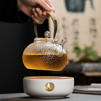 Преносим държач за затопляне на чайник Керамична основа за тенджера за чай Затопляне на кафе за вода Свещ Държач за подгряване на основа Чайна къща Чаен сервиз Аксесоари