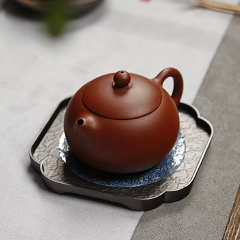 Поставка за чаша за чай Сервиз за чай Чинийката Подложка за чаша Емайлирана тенджера Носеща платформа от суха пяна тъмночервена емайлирана керамика чайник Чайник