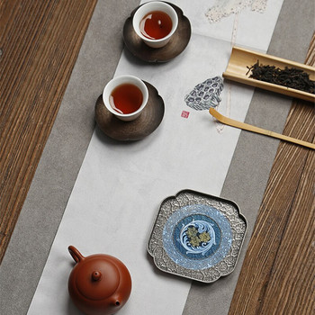 Сервиз за чай Чинийката Подложка за чаша Емайлирана тенджера Носеща платформа от суха пяна тъмночервена емайлирана керамика чайник Чайник Чайник Поставка за чаша за чай