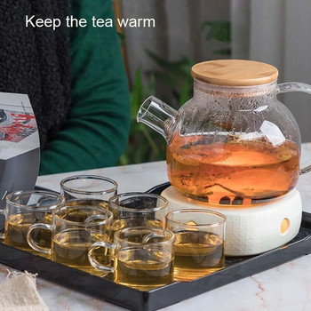 BOZZH Керамичен нагревател за чай и кафе Преносима нагревателна основа Поставка за нагревател за чайник Поставка за свещ Изолация Основа за чайник Аксесоари за чай