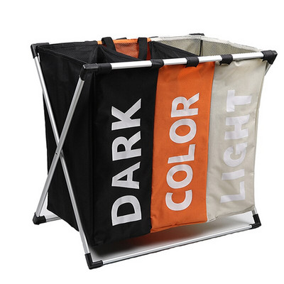 Sulankstomas audinių skalbinių krepšelis, kliūtis rūšiuotojas, krepšelio dėžė, sulankstoma 3 sekcijų skalbimo dėtuvė Nešvarių drabužių maišų tvarkytuvas