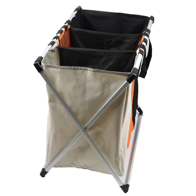 Sulankstomas audinių skalbinių krepšelis, kliūtis rūšiuotojas, krepšelio dėžė, sulankstoma 3 sekcijų skalbimo dėtuvė Nešvarių drabužių maišų tvarkytuvas