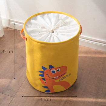 Кош за мръсно пране Карикатура на динозавър Удебелена подплата Сгъваема кошница за организация на съхранение на домашно пране за детски играчки Дрехи