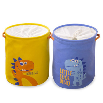 Кош за мръсно пране Карикатура на динозавър Удебелена подплата Сгъваема кошница за организация на съхранение на домашно пране за детски играчки Дрехи
