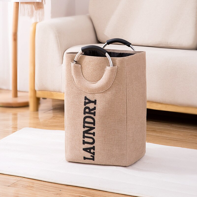 Košara za rublje velikog kapaciteta Lanena torba za pohranu rublja s prstenastom aluminijskom ručkom Prijenosna posuda za pranje rublja Sklopiva torba za odjeću Kupaonica