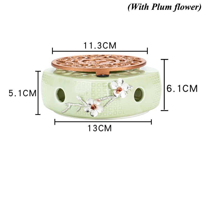 Kūrybingas keraminis žvakių kaitinimo pagrindas, slyvų gėlių dekoras, arbatos viryklė, arbatinukas, žvakių laikiklis, kavos pienas, vandens šildytuvas.