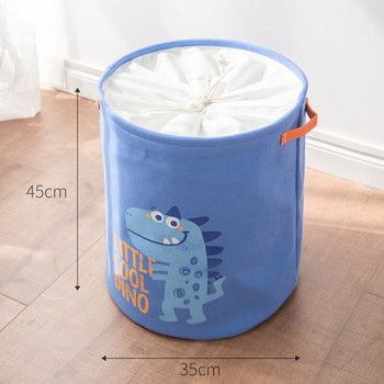 Кошница за мръсно пране Удебелена подплата Сгъваема кошница за съхранение на домашно пране за детски играчки Мръсни дрехи Кошница с анимационни динозаври