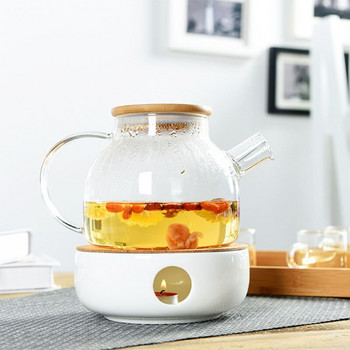 BORREY Керамична основа за държач за чайник Преносима затопляща стойка за чай Свещник Нагревателна основа Чай Кафе Нагревател Нагревател за чайник Печка