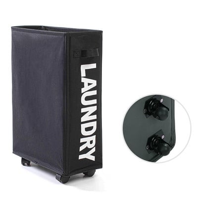 Сгъваем кош за пране с органайзер на 4 колела Кош за мръсно пране Кошче за връв Чанта за пране Кош за мръсни дрехи