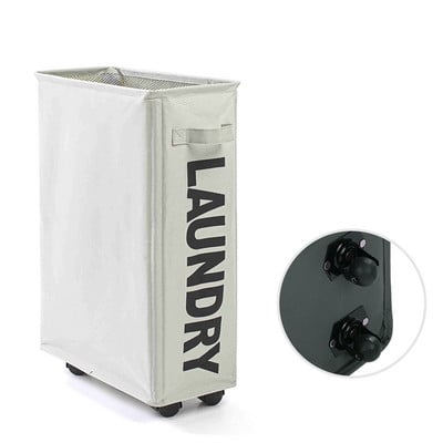 Сгъваем кош за пране с органайзер на 4 колела Кош за мръсно пране Кошче за връв Чанта за пране Кош за мръсни дрехи