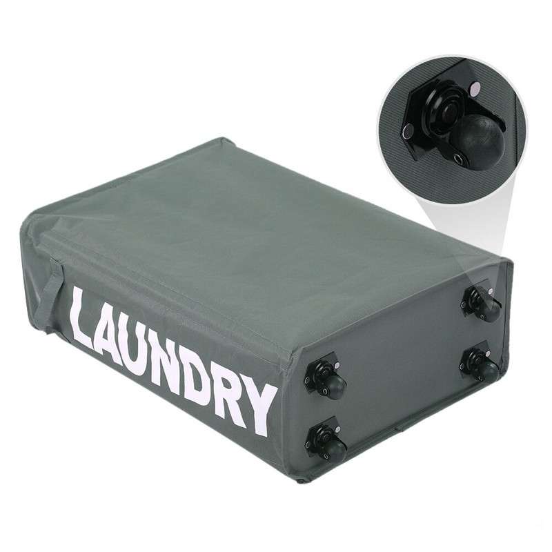 Сгъваем кош за пране с органайзер на 4 колела Кош за мръсно пране Кошче за връв Чанта за пране Кош за мръсни дрехи