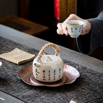 17 см ново пристигане на медна подложка за чайник Чисто ръчно изработена креативна тава за чай Поставка за чаша за чай Аксесоар за чай Висококачествена декорация на дома