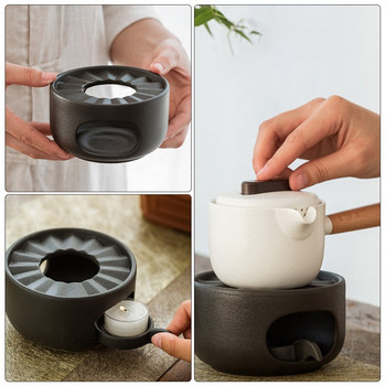 1 комплект Нагревател за чайник с държач за свещи Керамичен нагревател за чай Нагревател Поставка за свещ Керамичен занаятчийски нагревател за печка за чай без свещ