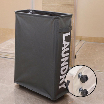 Домакинска навиваща се кошница за пране с колелца Сгъваема кошница за пране Мрежеста подплата Водоустойчива издръжлива торба за пране Организатор
