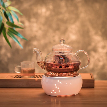 Креативна бяла керамична свещ Нагревател Чайник Нагревателна основа Чай от варени цветя Нагрята изолационна основа Аксесоари за чай Нагревател за кафе