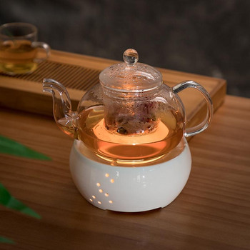 Креативна бяла керамична свещ Нагревател Чайник Нагревателна основа Чай от варени цветя Нагрята изолационна основа Аксесоари за чай Нагревател за кафе