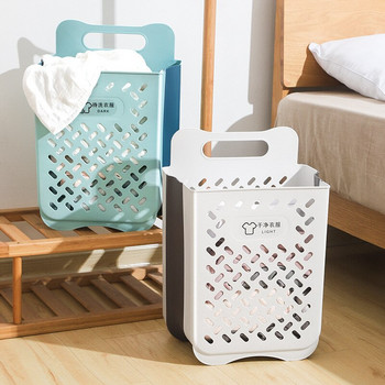 1PC Сгъваем кош за пране за мръсни дрехи Стенен пластмасов органайзер за съхранение Голям капацитет Разни неща за домашна баня
