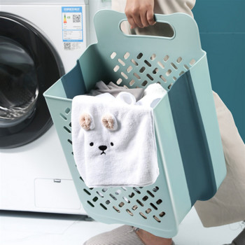 1PC Сгъваем кош за пране за мръсни дрехи Стенен пластмасов органайзер за съхранение Голям капацитет Разни неща за домашна баня