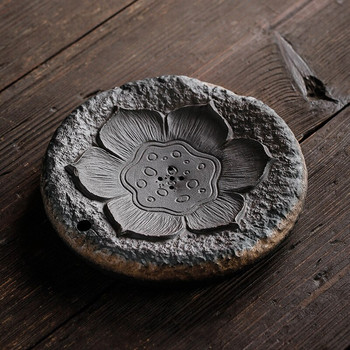 Японска ръчно изработена чаена маса Ретро груба керамика Горящи дърва за огрев Позлатен кунг-фу комплект за чай Съхранение на вода Сух поднос с балончета Поставка за саксия