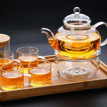 BORREY Стъклена основа за държач за чайник Подгряваща стойка за чай Изолационна основа Изолация за чайник Изолация на печка Затопляне за чай Основа за свещник