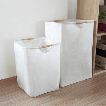 Кошница за съхранение на мръсни дрехи с дървена дръжка Организатор Кошница за пране Сгъваема голяма кошница за пране Кошница за пране Чанта