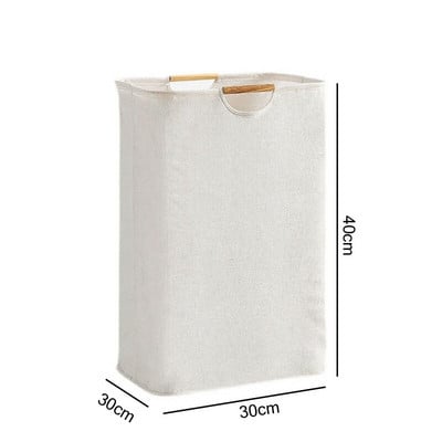 Nešvarių drabužių laikymo krepšelis su medinėmis rankenomis. Skalbinių krepšelis Sulankstomas didelis skalbinių krepšelis