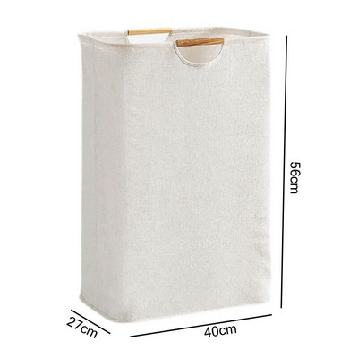 Nešvarių drabužių laikymo krepšelis su medinėmis rankenomis. Skalbinių krepšelis Sulankstomas didelis skalbinių krepšelis