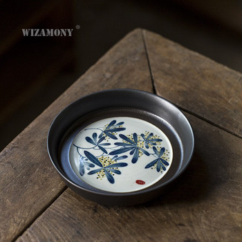 WIZAMONY ζωγραφισμένο στο χέρι κάλυμμα από κασσίτερο διπλής στρώσης πιάτο τσαγιού αποθήκευσης νερού Kung Fu σετ τσαγιού ξηρό επιτραπέζιο μπρίκι με μικρό φρέσκο φλιτζάνι