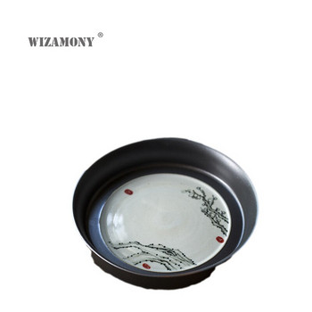 WIZAMONY ръчно рисувана тенекиена обвивка Двупластова чиния за съхранение на вода Чаен сервиз Kung Fu комплект суха мехурче маса тенджера с малка свежа чаша