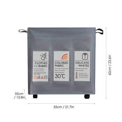 Sklopiva košara za pranje rublja Organizator za prljavu odjeću Košara za pranje rublja veliki razdjelnik 3 pregrade Sklopiva sklopiva košara s kotačima