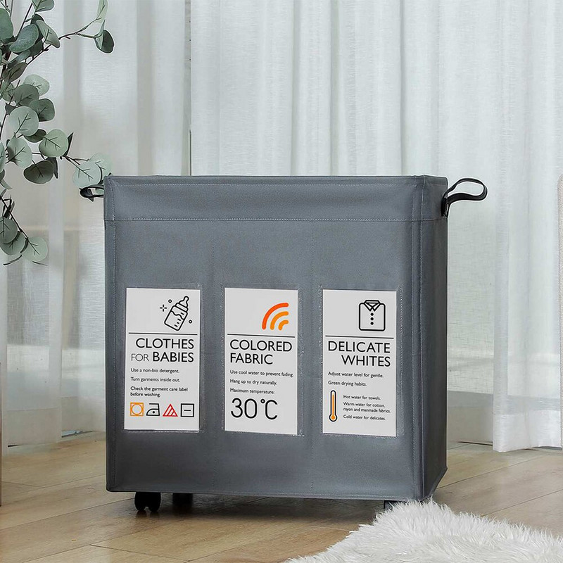 Sklopiva košara za pranje rublja Organizator za prljavu odjeću Košara za pranje rublja veliki razdjelnik 3 pregrade Sklopiva sklopiva košara s kotačima