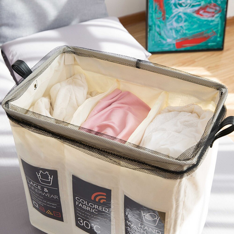 Sklopiva košara za pranje rublja Organizator za prljavu odjeću Košara za pranje rublja veliki razdjelnik 3 pregrade Sklopiva sklopiva košara s kotačima