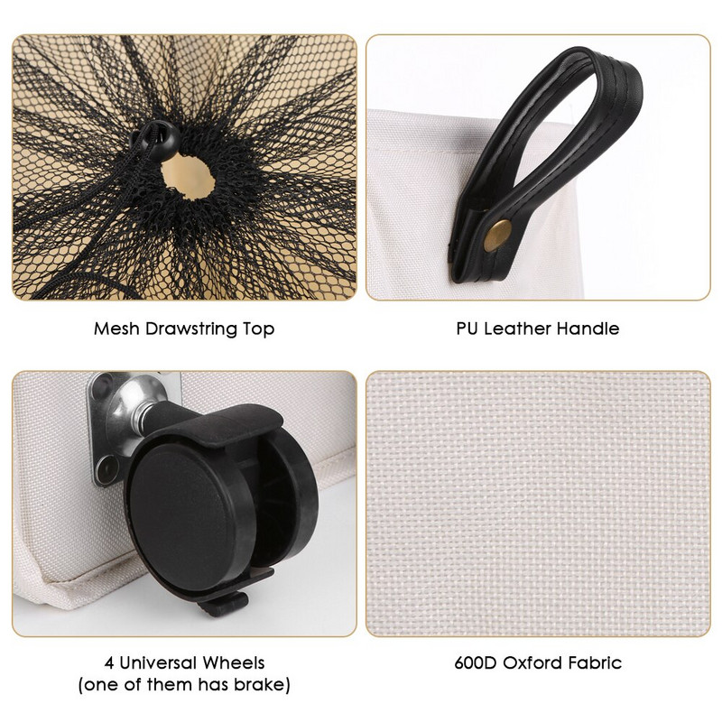 Sklopiva košara za pranje rublja Organizator za prljavu odjeću Košara za pranje rublja veliki razdjelnik 3 pregrade Sklopiva sklopiva košara s kotačima