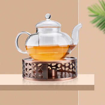 BORREY Преносим нагревател за чай от неръждаема стомана Чайна печка Куха кръгла основа за отопление на кафе, чай, Свещ, нагревател, изолационна основа, външна