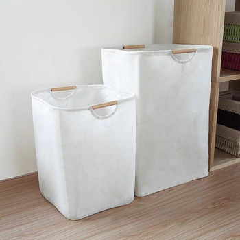 Кошница за съхранение на мръсни дрехи с дървена дръжка Организатор Кошница за пране Сгъваема голяма кошница за пране