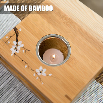Бамбукова нагревател за чай Държач за отопление на свещи Термостат в японски стил Основа за температура на виното Нагревател за чайник Чайник Изолация на печка