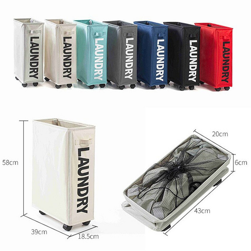 Oxford szennyeskosár kerekekkel, többfunkciós sarok, vékony ruhaneműt akadályozó piszkos ruhatároló kosár rendszerező tartály