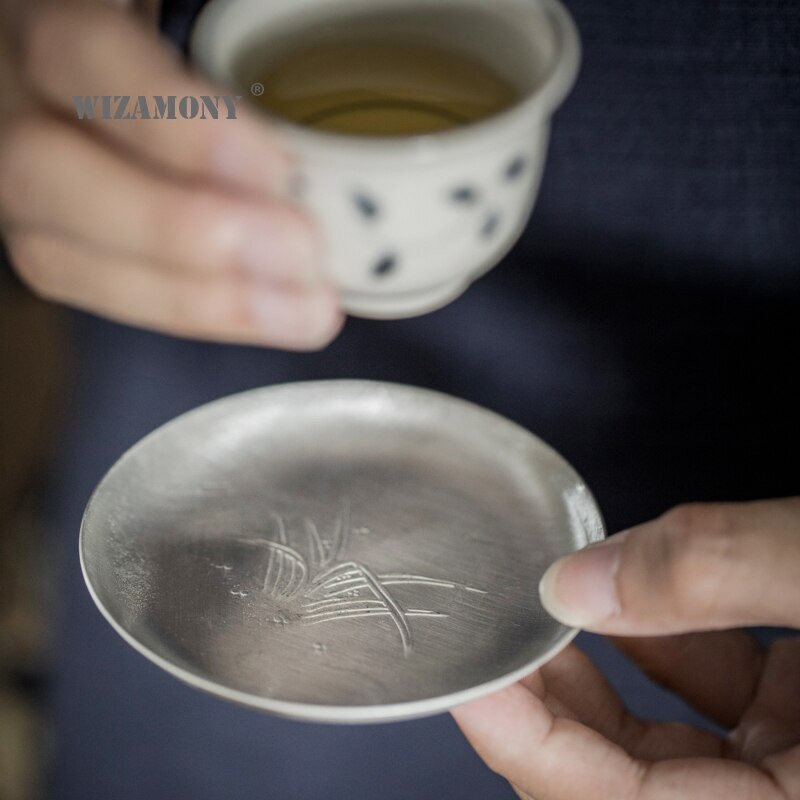 WIZAMONY rankų darbo skardinis padėkliukas Kūrybinis orchidėjų arbatos puodelis arbatos puodelis karščiui atsparus kilimėlis arbatos padėklas Arbatos kilimėlis Kung Fu arbatos ceremonija