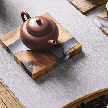 Δίσκος τσαγιέρας ιαπωνικού στυλ από ξύλο ρητίνης Μπολ Σούπα Ματ Δίσκος τσαγιού για Teahouse Home Hotel Διακόσμηση σπιτιού Αξεσουάρ τσαγιού