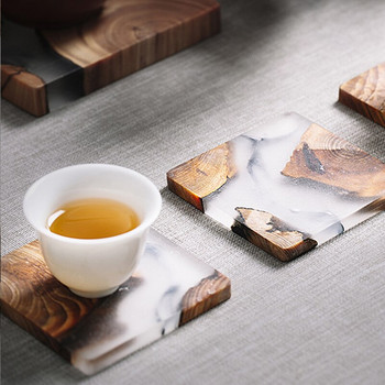 Поднос за чайник от дървена смола в японски стил Подложка за купа за супа Поднос за чаша за чайна Домашен хотел Декорация на дома Аксесоари за чай