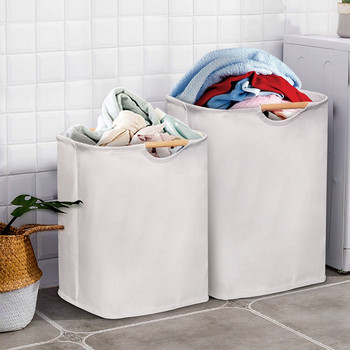 Кошница за съхранение на мръсни дрехи с дървена дръжка Сгъваема кошница за пране Голяма кошница за пране Домакински консумативи
