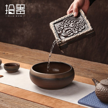 Груба глинена тенджера, носеща поставка за чай за сухо варене, лилава глинена тенджера, поддържаща комплект за чай, основа за съхранение на вода, поставка за чай